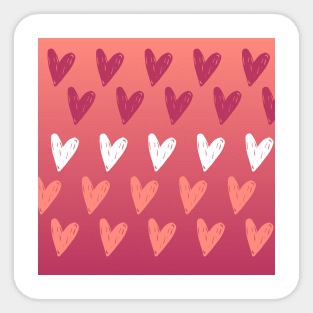 Gradient magenta pink and white hearts covers pattern Sticker